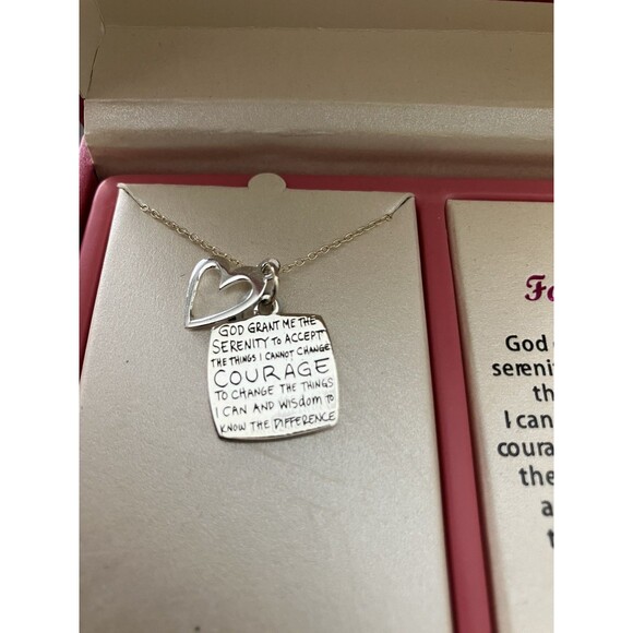 VTG Footnotes Sterling Serenity Courage Necklace Pendant Heart Sterling NEW - Picture 1 of 5